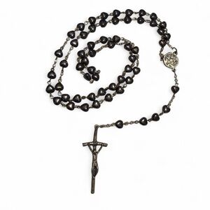 Vintage Pope John Paul II Rosary Beaded Heart Necklace